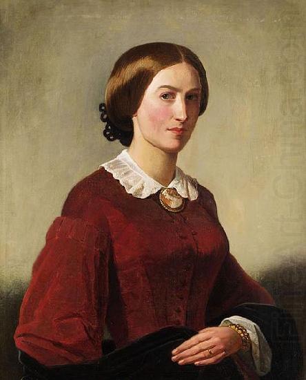 Portrat einer Dame mit Brosche, Theodor Leopold Weller